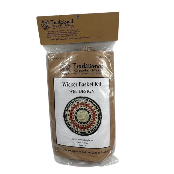 Traditional Craft Kits Basketry Wicker Kit Web Design Plaque 7" USA - Picture 1 of 7